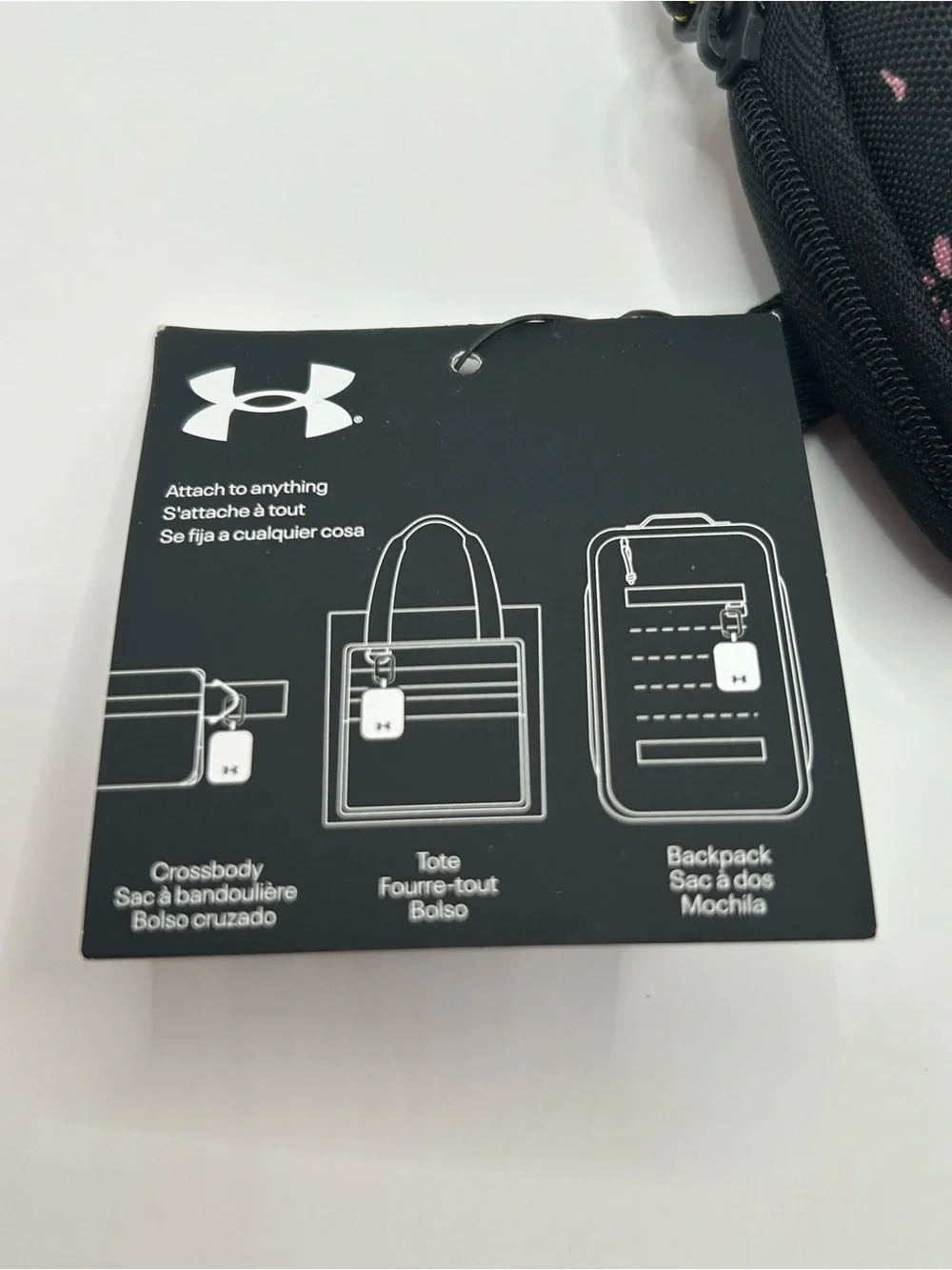 Under Armour Black Floral Hard Shell Earbud Case with Carabiner
